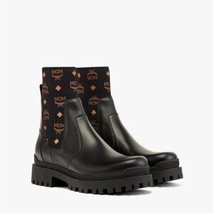 MCM Monogram Knit Boots Calf Leather!